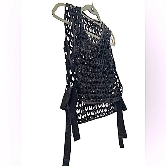 by Anthropologie Black Crochet Tank Top, One Size - Picture 6 of 13